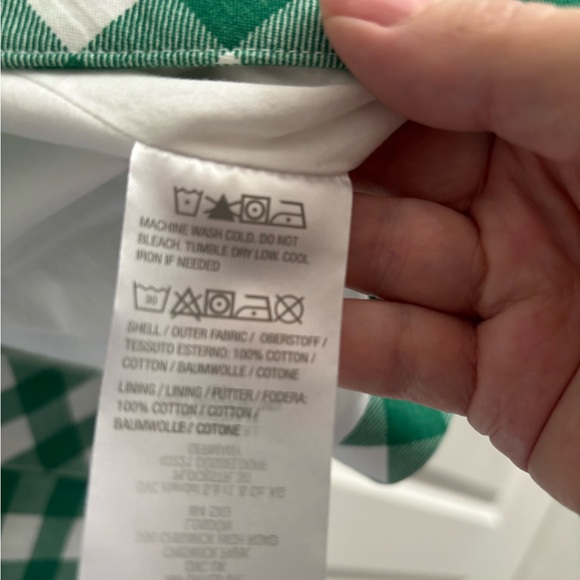 Isaac Mizrahi Green and White Gingham Twill Car Coat Trench - Picture 10 of 13